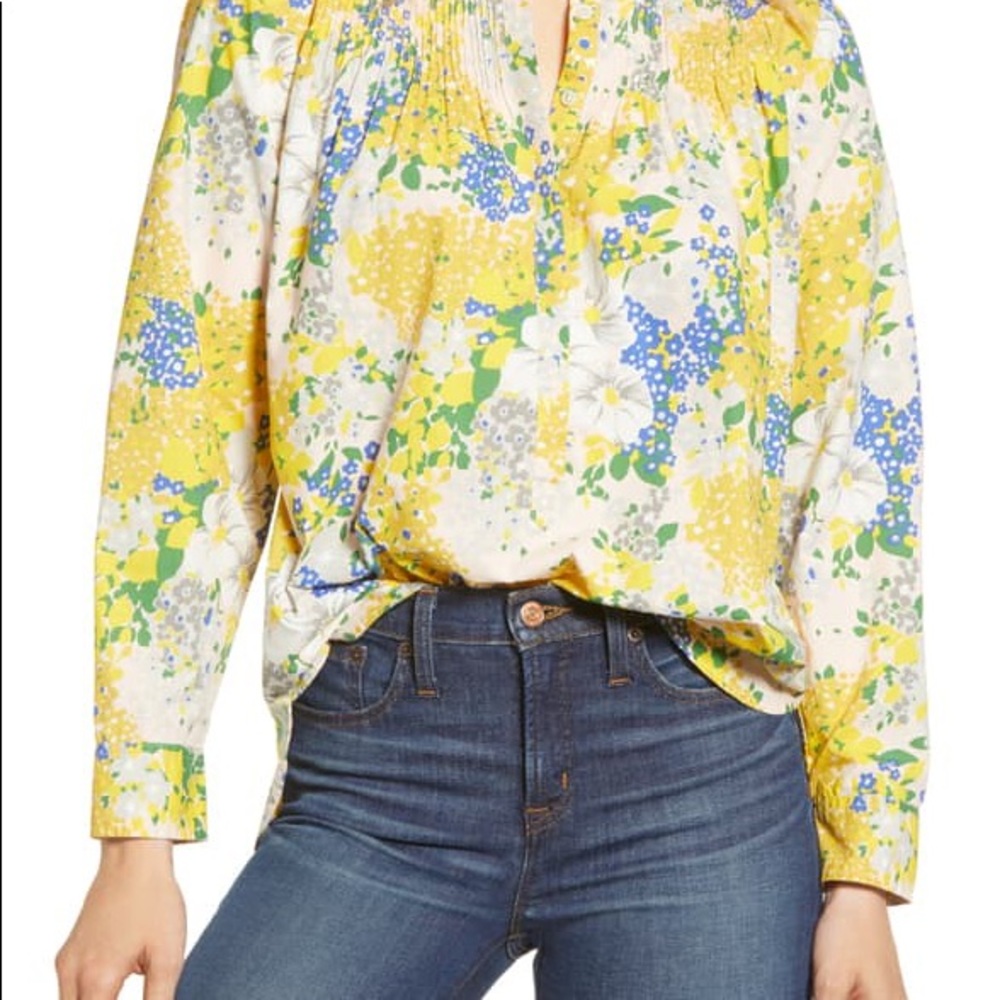 J. Crew Yellow Ruffle Classic Popover Shirt